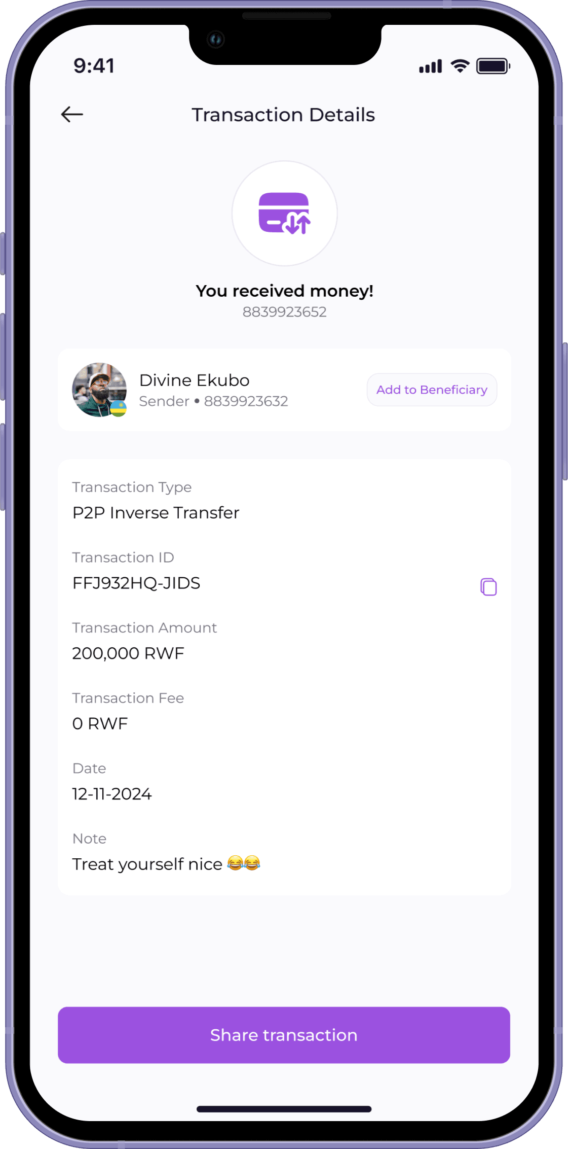 Picture depicting P2P Payments on InversePay app